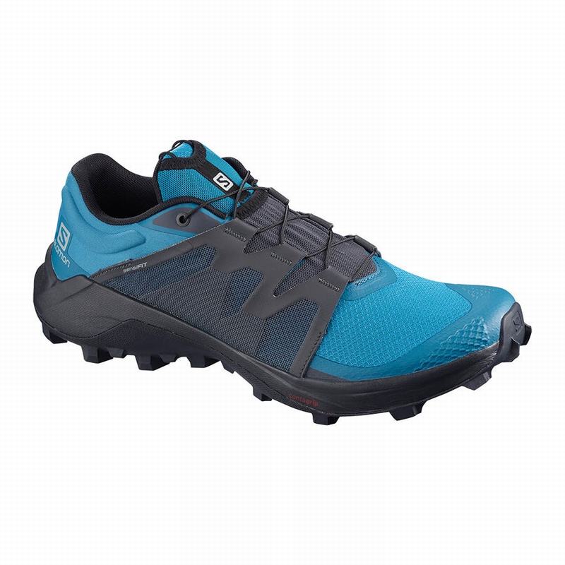 Salomon Singapore Mens Trail Running Shoes - WILDCROSS Blue/Black | 46085-ZPEW